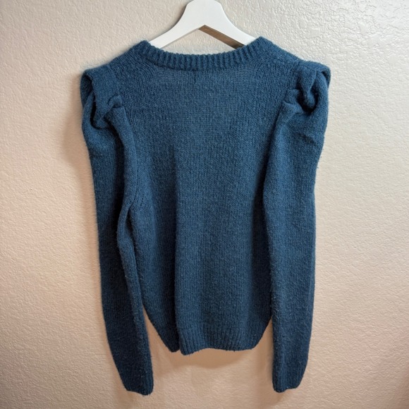 Nation LTD Baby Alpaca Wool Blend Sweater Sz XS Structured Puff Shoulder PERU - Picture 6 of 8